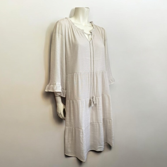 NAÏF Three-Tier Ivory Rayon Babydoll Prairie Dress Women’s Size Large NWT - Picture 7 of 17
